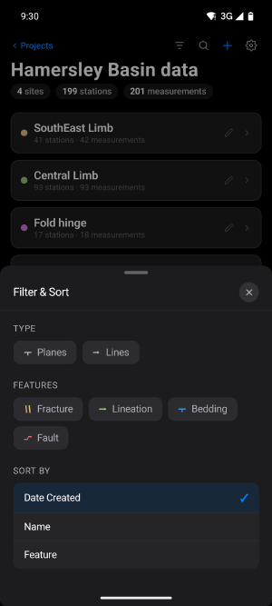 Figure 6.4: The Filter & Sort sheet.